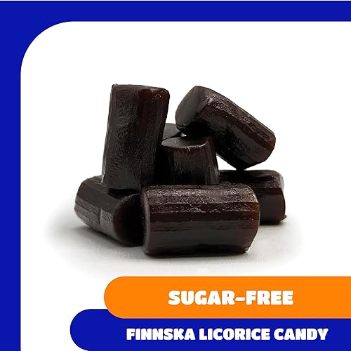 Miniatura 2 de Finnska Caramelo de regaliz negro sin azúcar, bolsa de 1 libra, puntas clásicas de regaliz finlandesas, dulces suaves sin azúcar para aperitivos y
