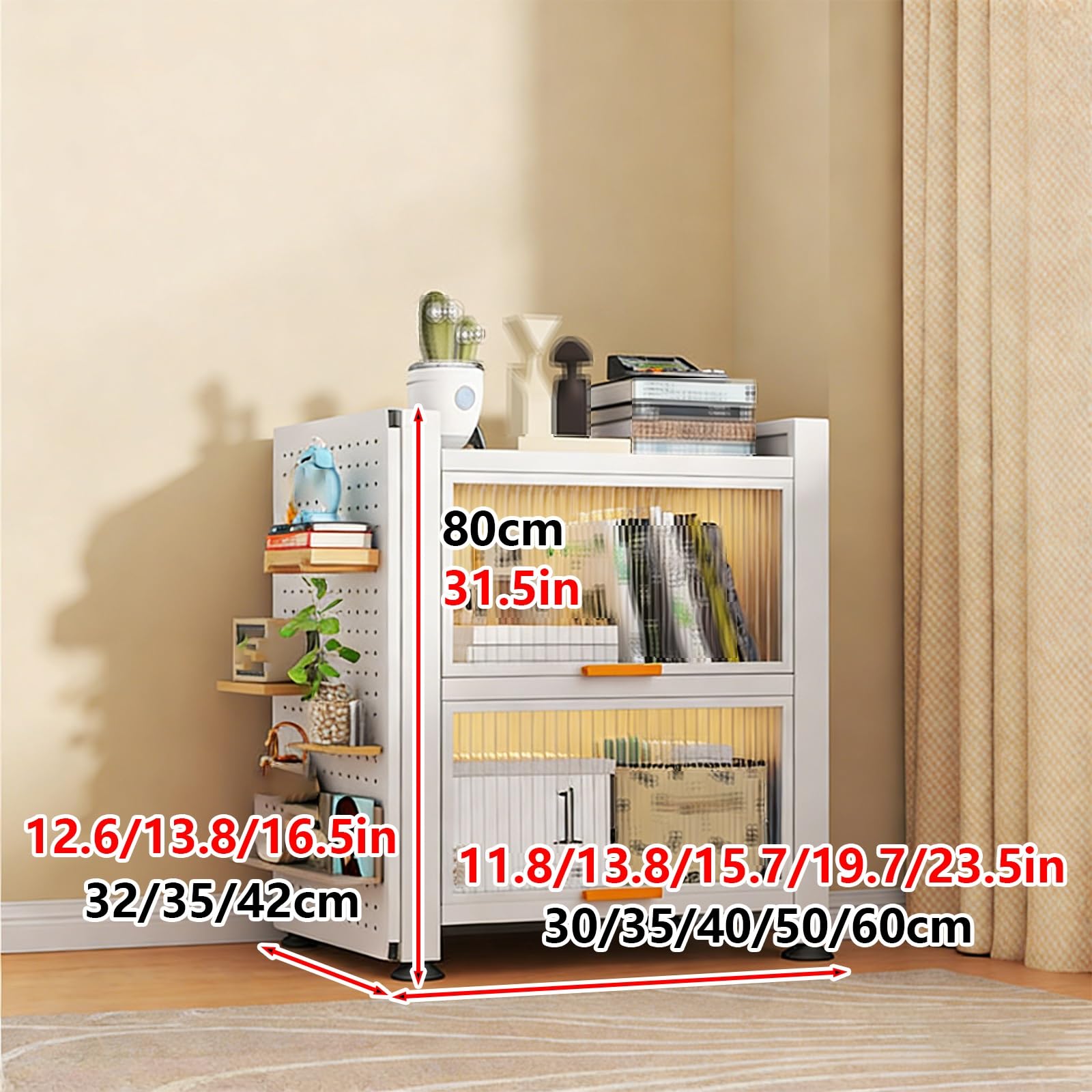 Mobile Cucina Salvaspazio Mobile Dispensa Materiale in Acciaio Laminato a Freddo Pannello Forato Capacità di Carico 40 Kg Per Singolo Strato Adatto a Cucine, Soggiorni e Ingressi(35 * 42 * 80cm)