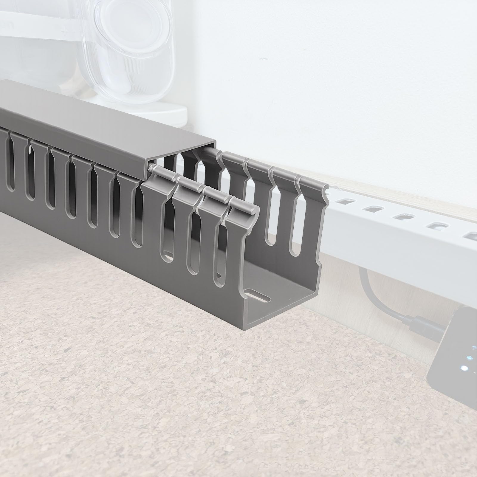 canalina passacavi muro Canalina per cavi in ​​PVC, passacavi per fili（ grigia con copertura a scatto inversa (10 30 pezzi)(18 PCS,W 60 MM H 40 MM)