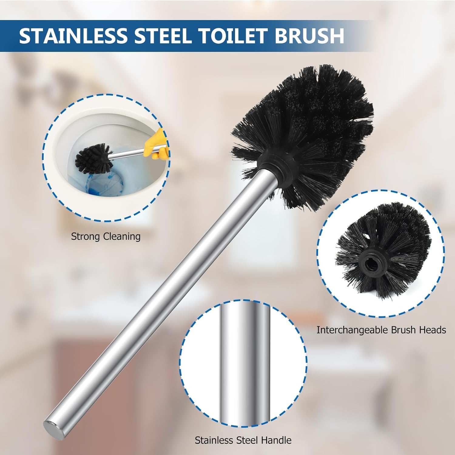 YUET Stojak na papier toaletowy z szczotką do WC ze stali nierdzewnej srebrny
