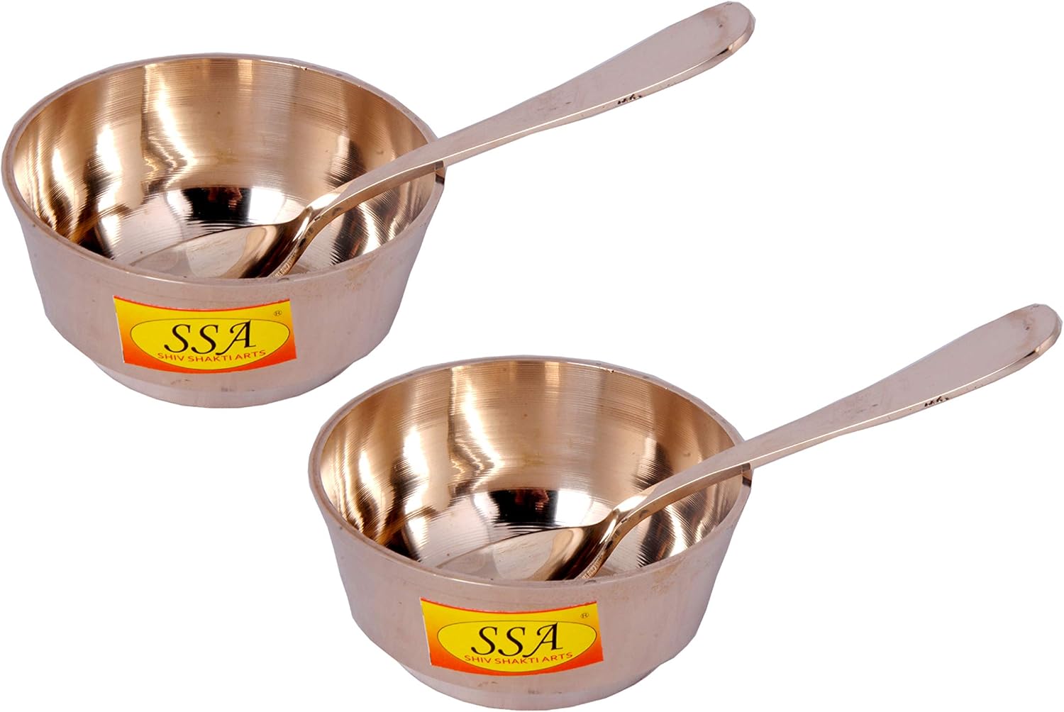 Shiv Shakti Arts Pure Bronze Kansa Bowl Katori with Spoon for Serving Food, Tableware(Kansi, Luxury Design Vol - 150 ML Each) - 2 Piece