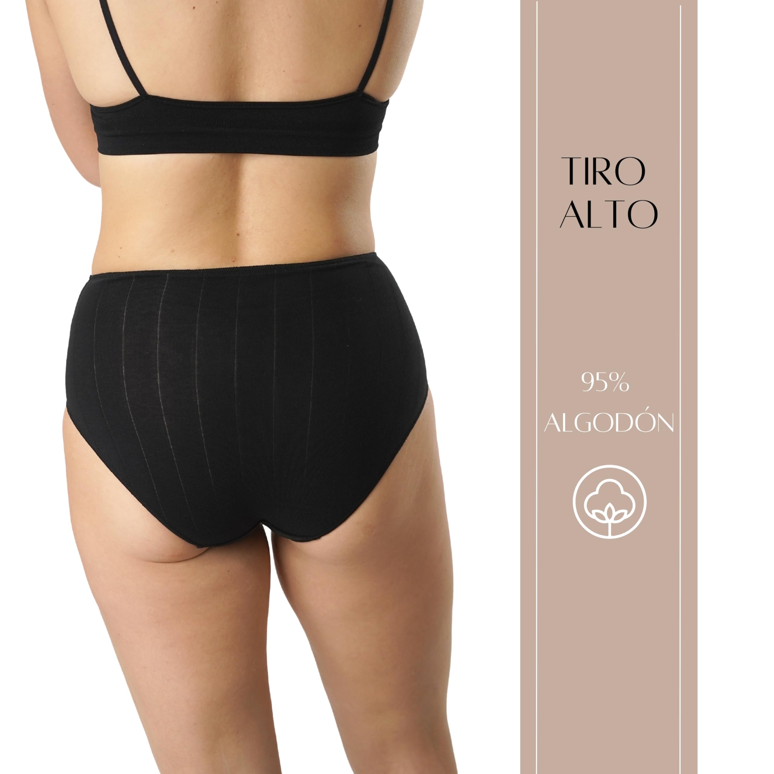 FEVI Pack 12 Braguitas de Tiro Alto de Algodón Mujer, Sin Costuras, Ropa Interior Moldeadora, Cómoda, Suave y Elástica, Bragas Altas Lencería