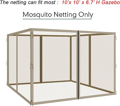Miniatura 2 de Malla universal de repuesto, 4 paneles con cremallera para jardín, patio, solo red (10 x 10 pies, tapue)