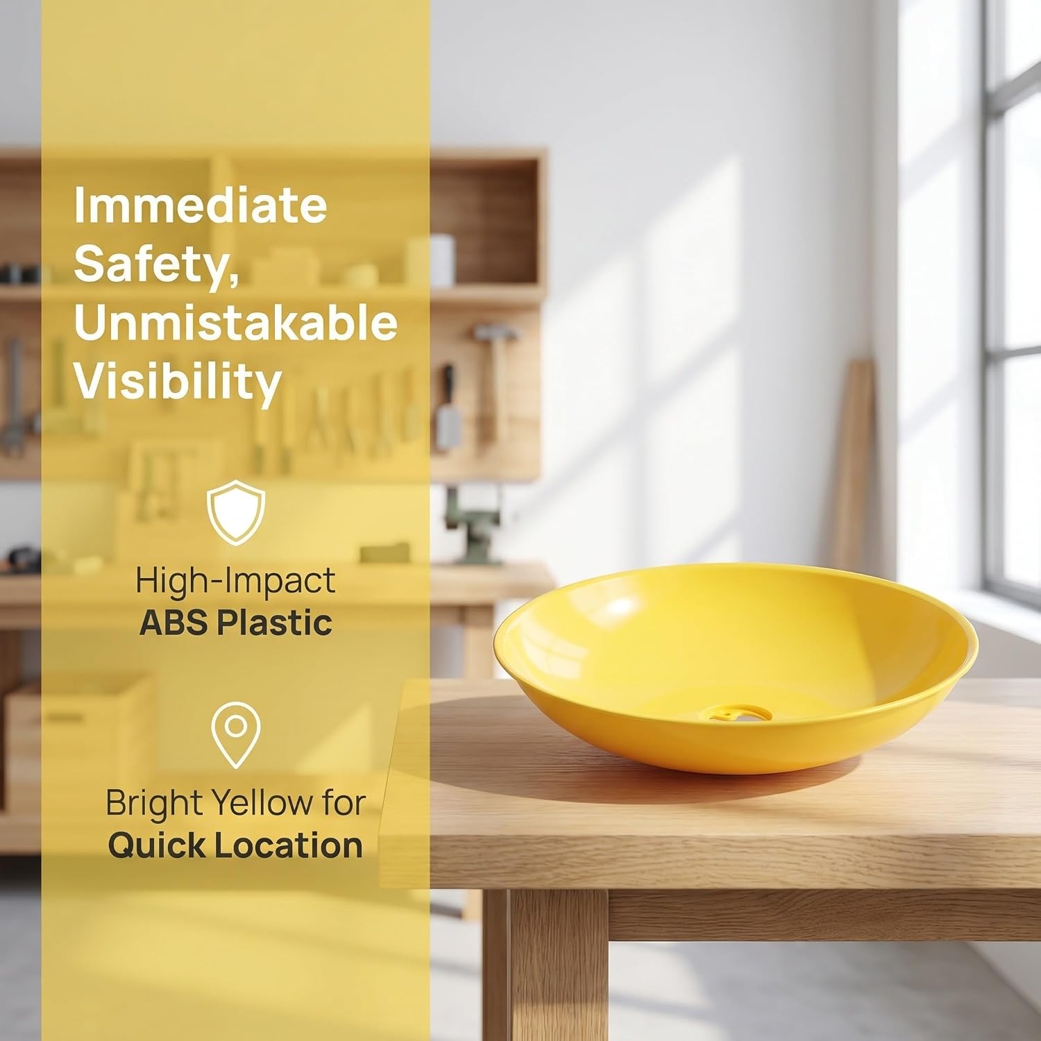 Safety Yellow Eyewash Bowl Replacement, ABS Spill Capture Tray