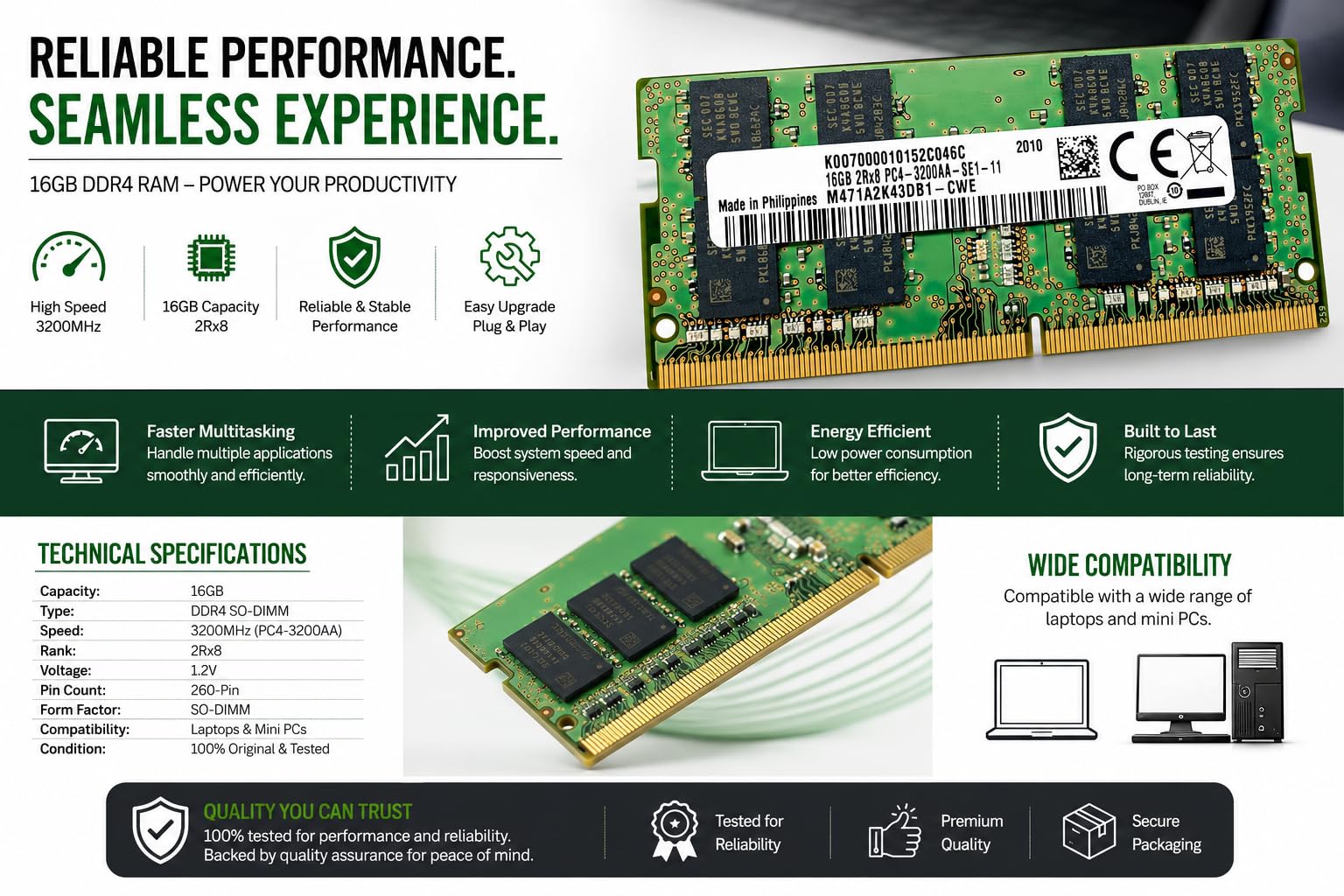 Amazon.in: Buy 16GB DDR4 3200MHz SODIMM PC4-25600 CL22 2Rx8 1.2V