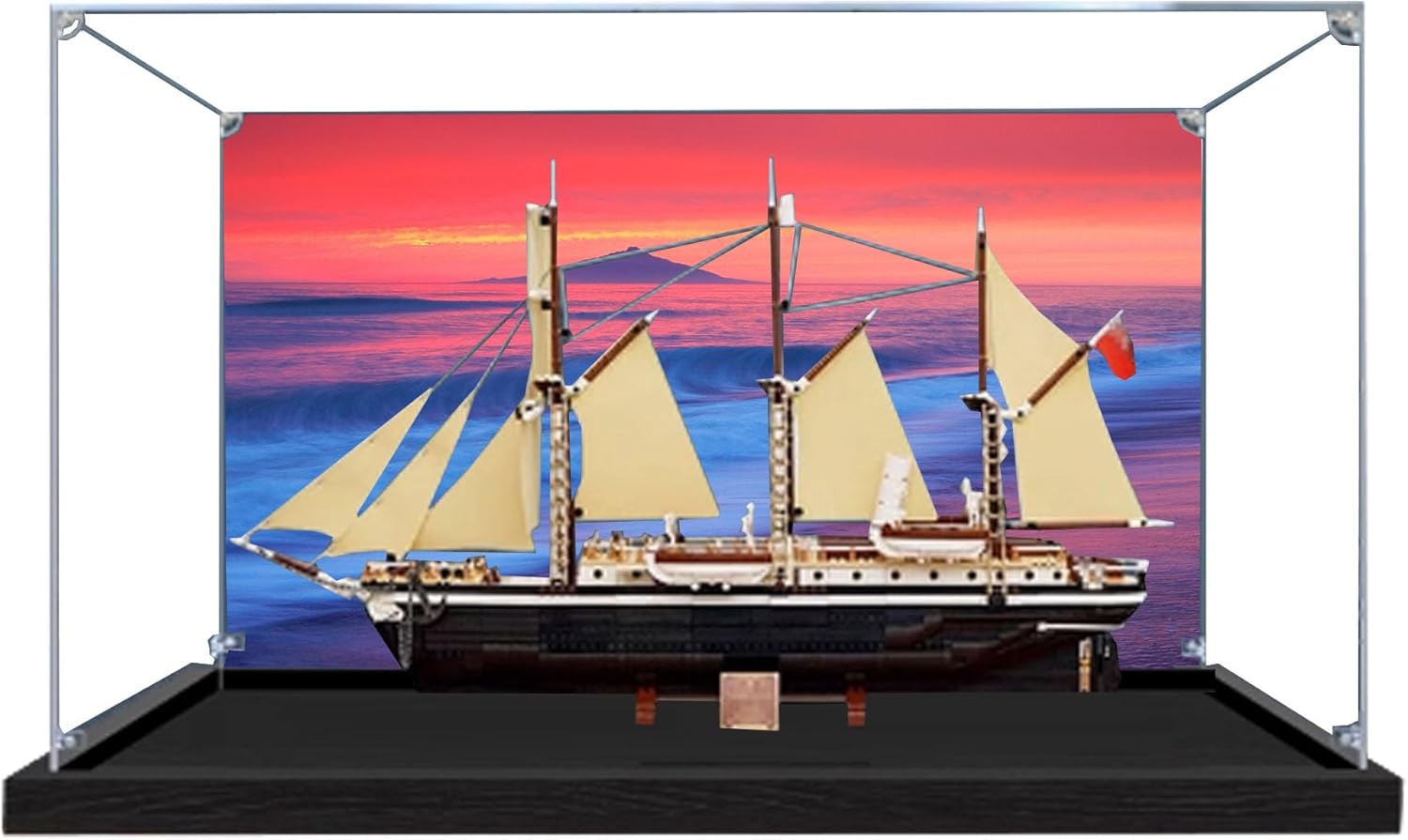 Acrylic Dustproof Display Case for Collectibles, Action Toys, Miniature Building Blocks, Display Case for Le-go 10335 Expedition Ship Model (NOT Included The Model) (Transparent 3mm)