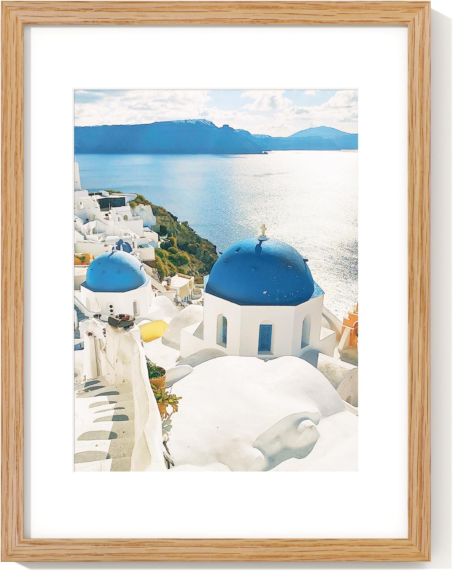 Axeman 12x16 Picture Frame with Mat for 8.5x11, Solid Oak Wood Frame w/Tempered Real Glass, Wooden Certificate Document Frame Horizontal and Vertical Formats for Wall with Wall Hook Included, Natural