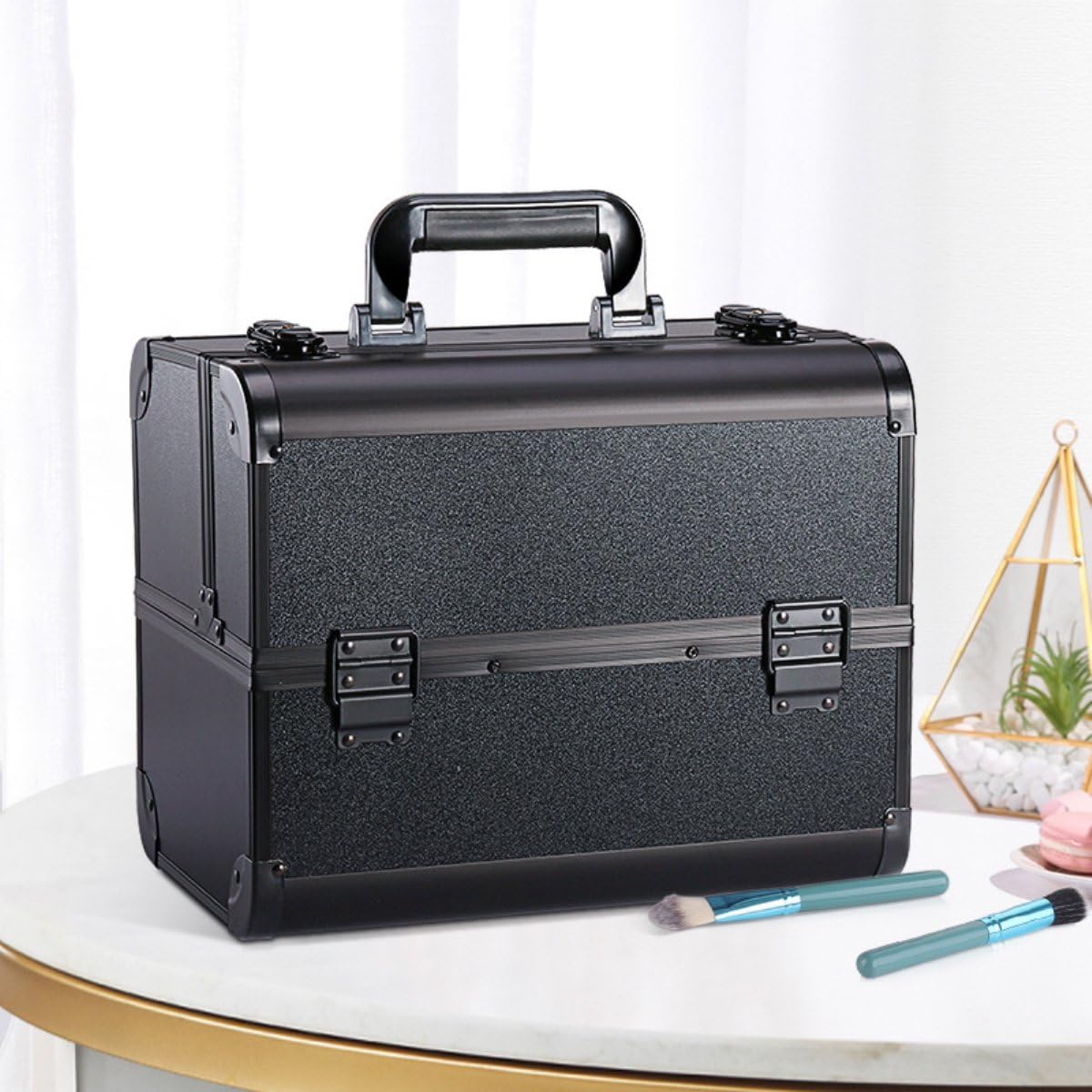 Valigetta per Trucchi Portatile, Custodia Organizer Multifunzionale con Spazio di archiviazione Multistrato, Design con Serratura, vassoi estensibili, Ideale per Professionisti e