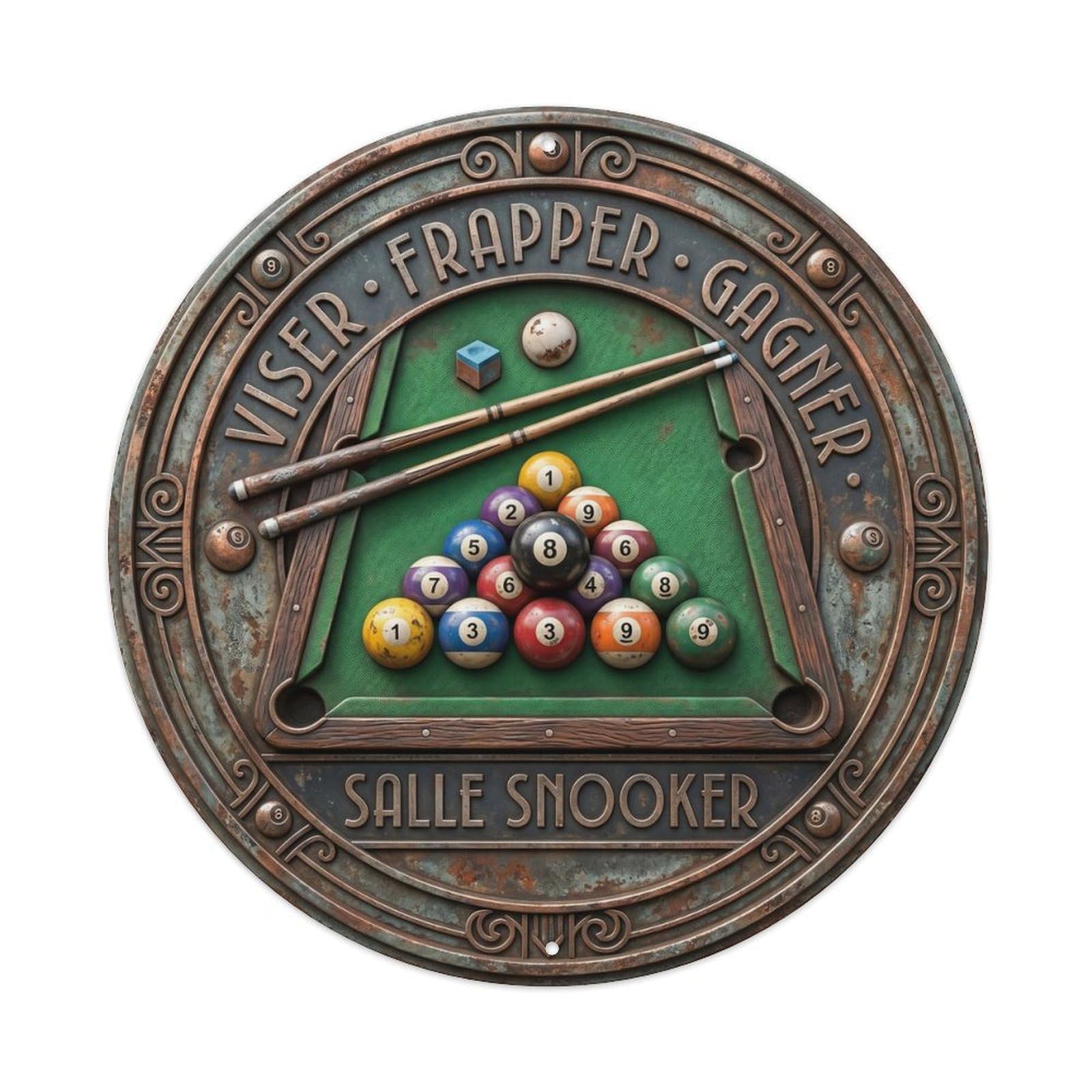 Cwbufd Vintage Style Aim Strike Win Snooker Hall Vintage Metal Tin Sign Plaque Wall Decor For Cafe, Club Bar, Office, Garden Metal Poster 8X8inch