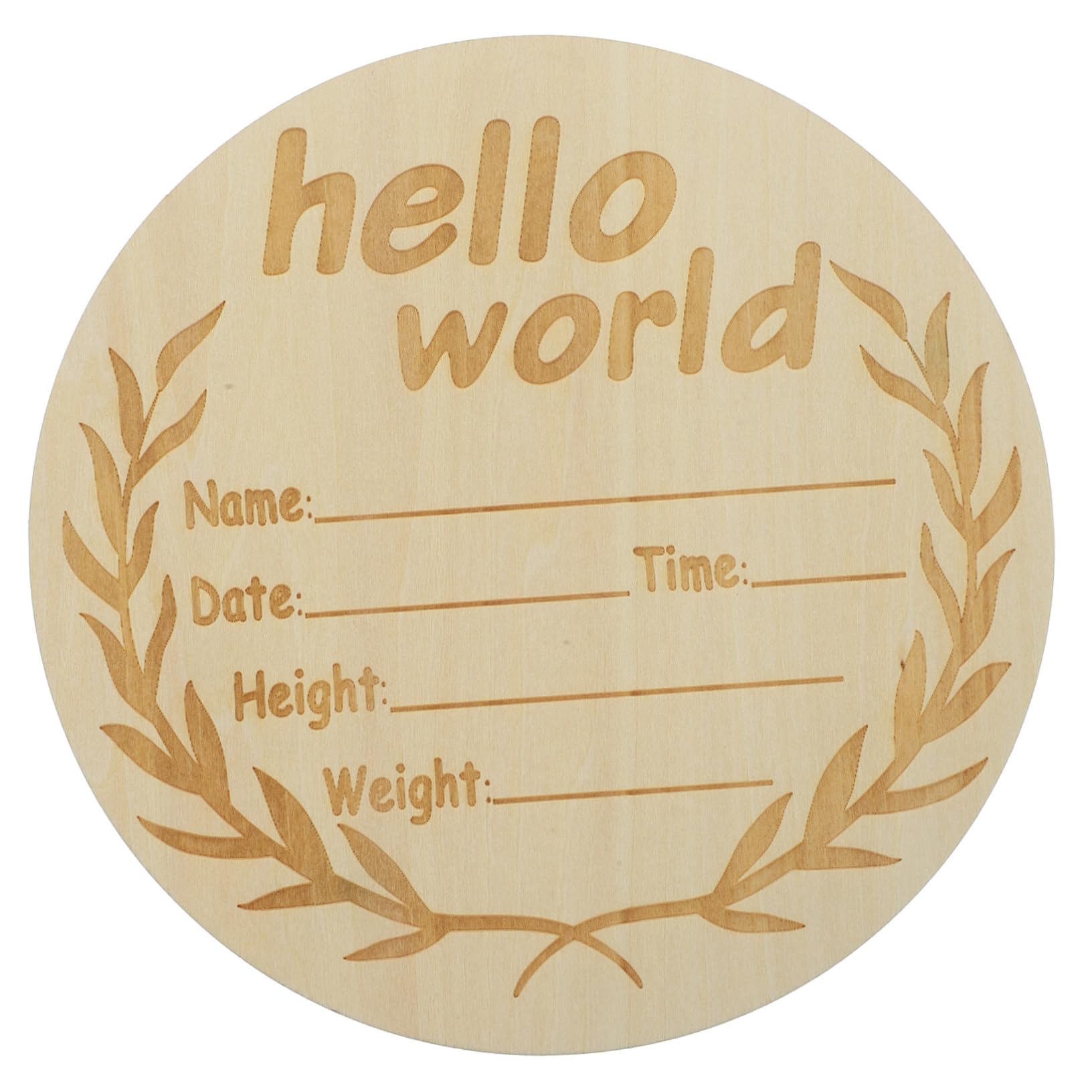 ULDIGI Newborn Welcome Sign Round Wooden Birth Announcement Board Baby Arrival Decor Name Sign