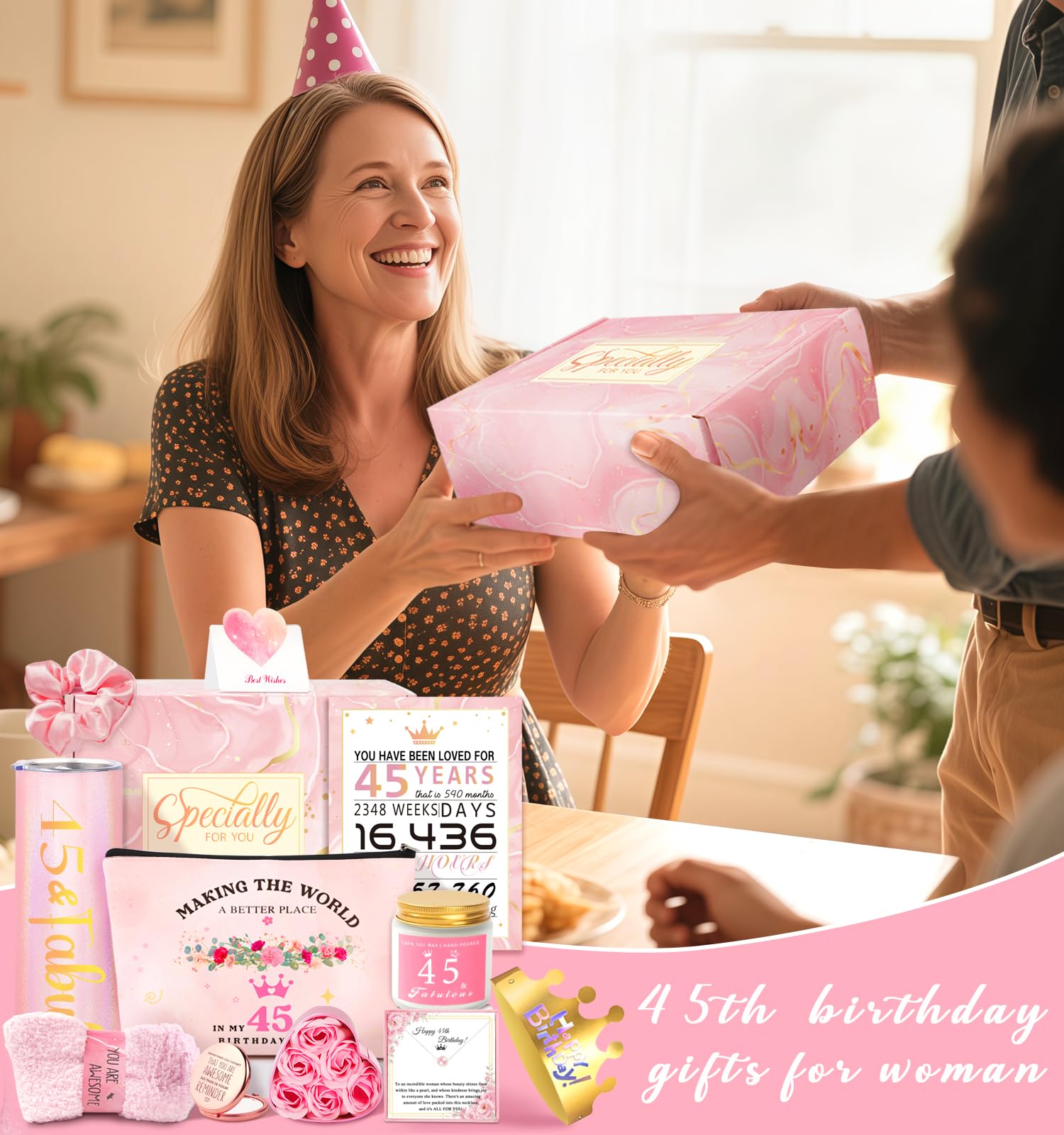 Regalo per il 45° compleanno per le donne, regalo di buon 45° compleanno per sua mamma, sorella, moglie, migliore amica che gira 45, regalo unico per compleanno della donna di 45 anni, divertenti
