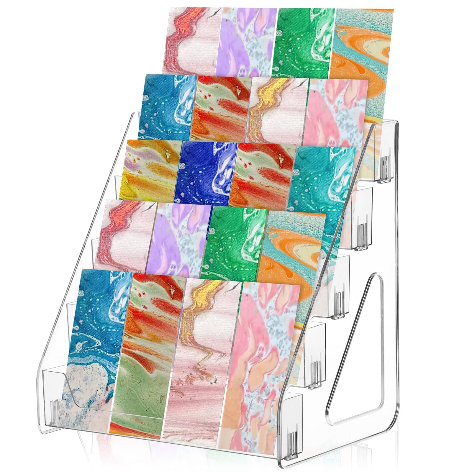 Espositore per cartoline, in acrilico, a 5 piani, 33,5 x 30 x 22 cm, per biglietti di auguri, per biglietti di compleanno, vetrina, carte PSA, carte sportive, biglietti di auguri