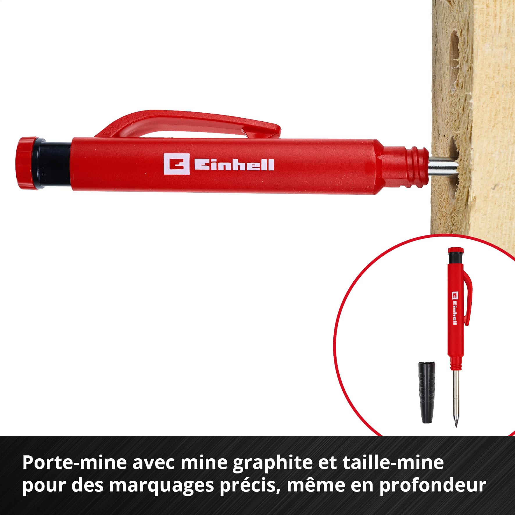 Einhell 2 pièces jeu d’équerres de charpentier, 185/300 mm | Graduations en mm et en degrés | ouvertures de traçage | gabarit de perçage | tableau de conversion pour chevrons | marqueur