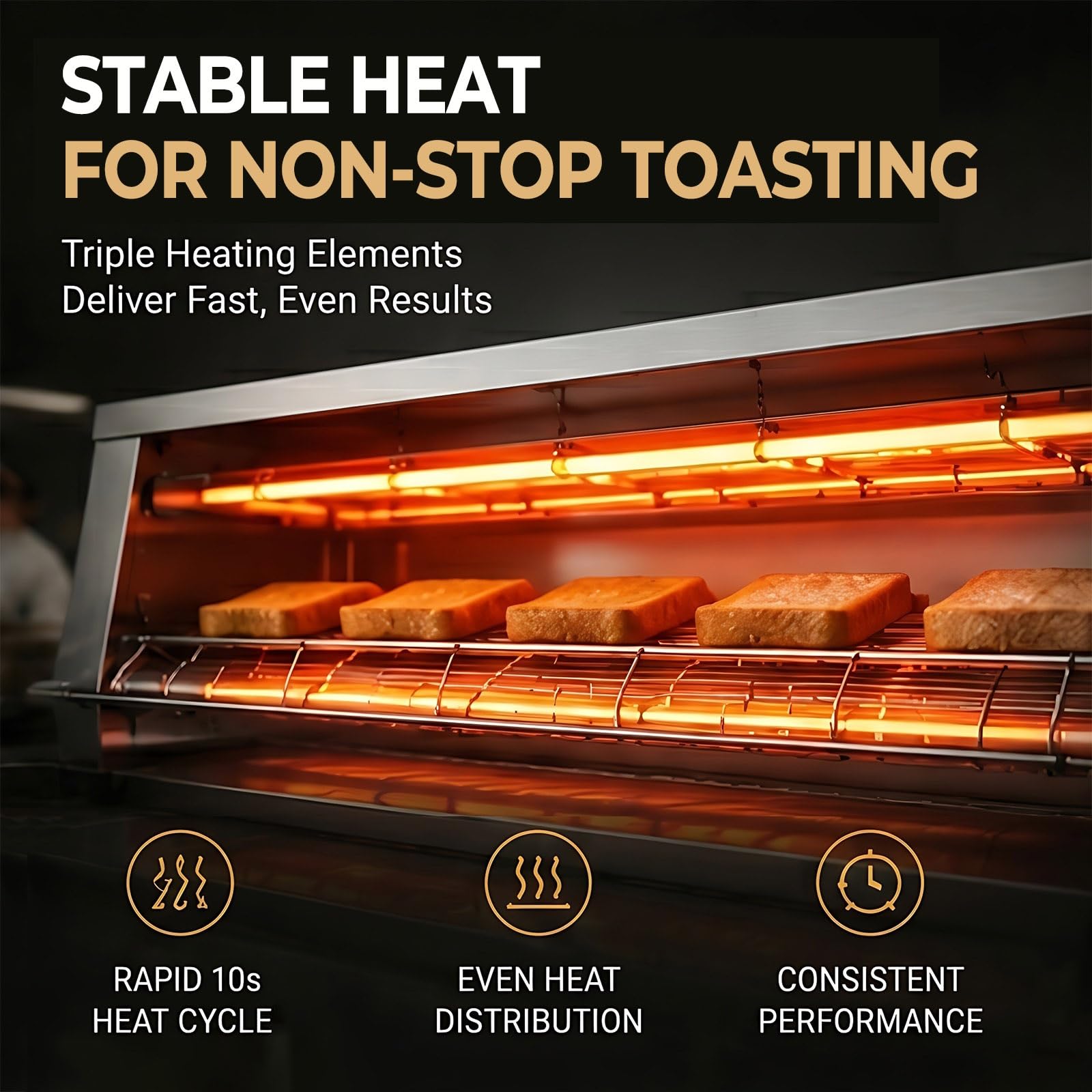 Tostapane a Nastro Professionale in Acciaio Inox, 10-30 Fette/Min, Tostapane Commerciale per Hotel e Buffet, 7 Livelli di Doratura, 230V(10 Slices/Min (1300W))