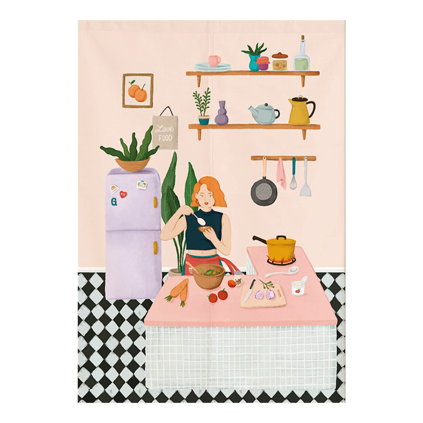 Rideaux Japonais Rideau Voilage Fenêtre Noren Rideau Fenêtre Tenture Tapisserie Décoration Cuisine Rose 70cm X 150cm