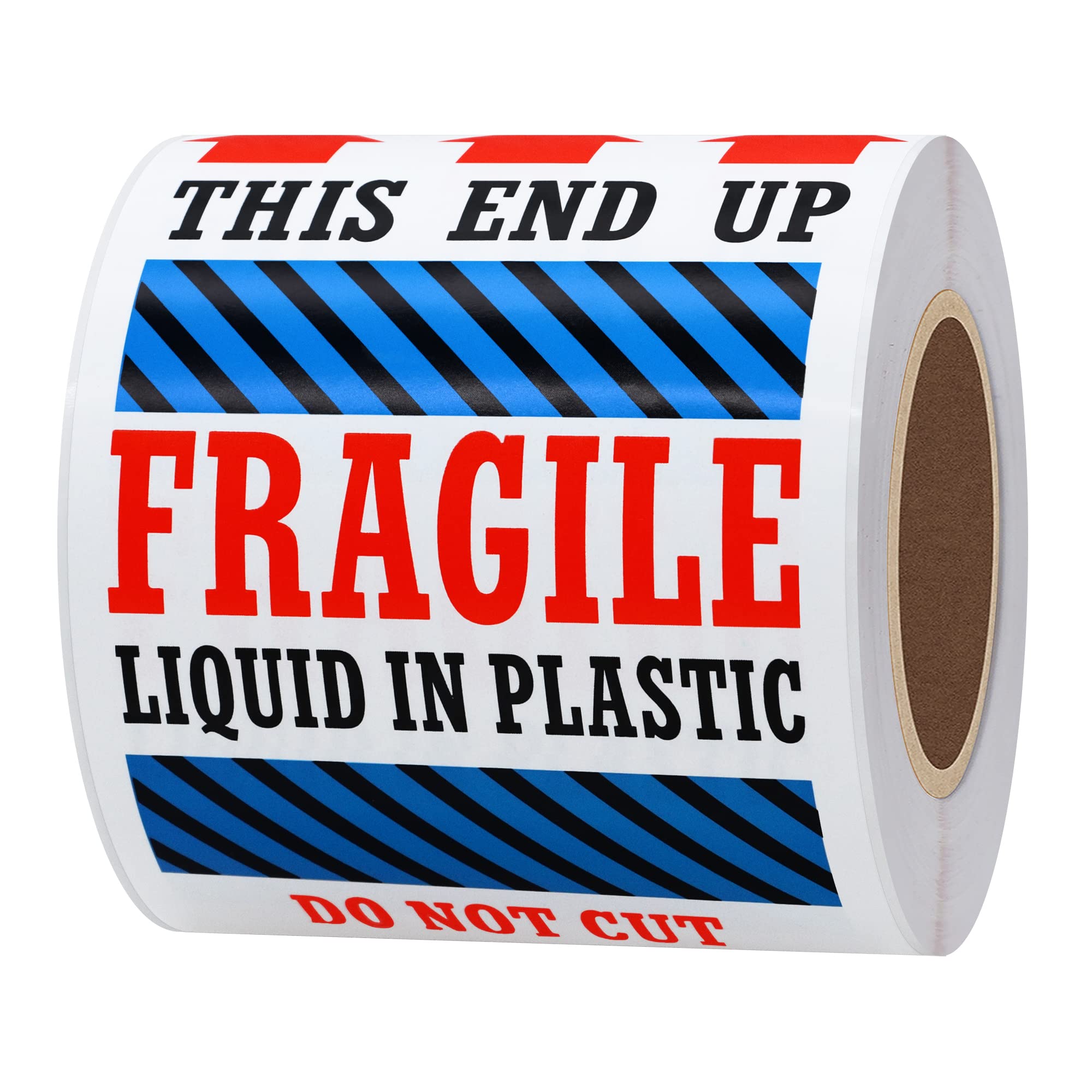 7,6 x 12,7 cm Fragile This End Up Autocollants liquides en plastique Do Not Cut Étiquettes d'expédition – 100 autocollants par rouleau (10 rouleaux)