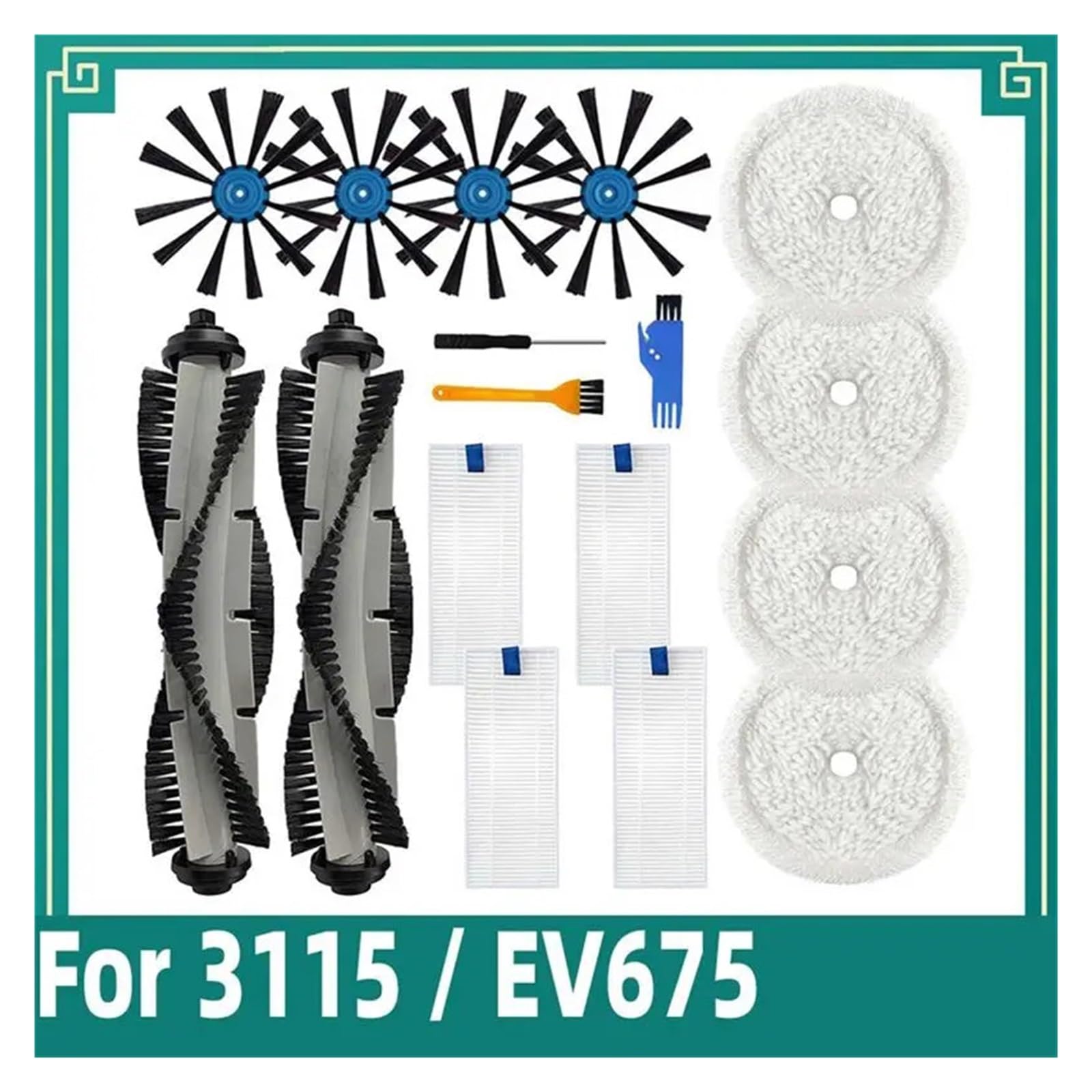 Paño De Mopa for Robot Aspirador, Compatible Con Bissell, 3115 EV675, Cepillo Lateral, Microfibra, Lavable, Reutilizable, Piezas De Repuesto for Fregar