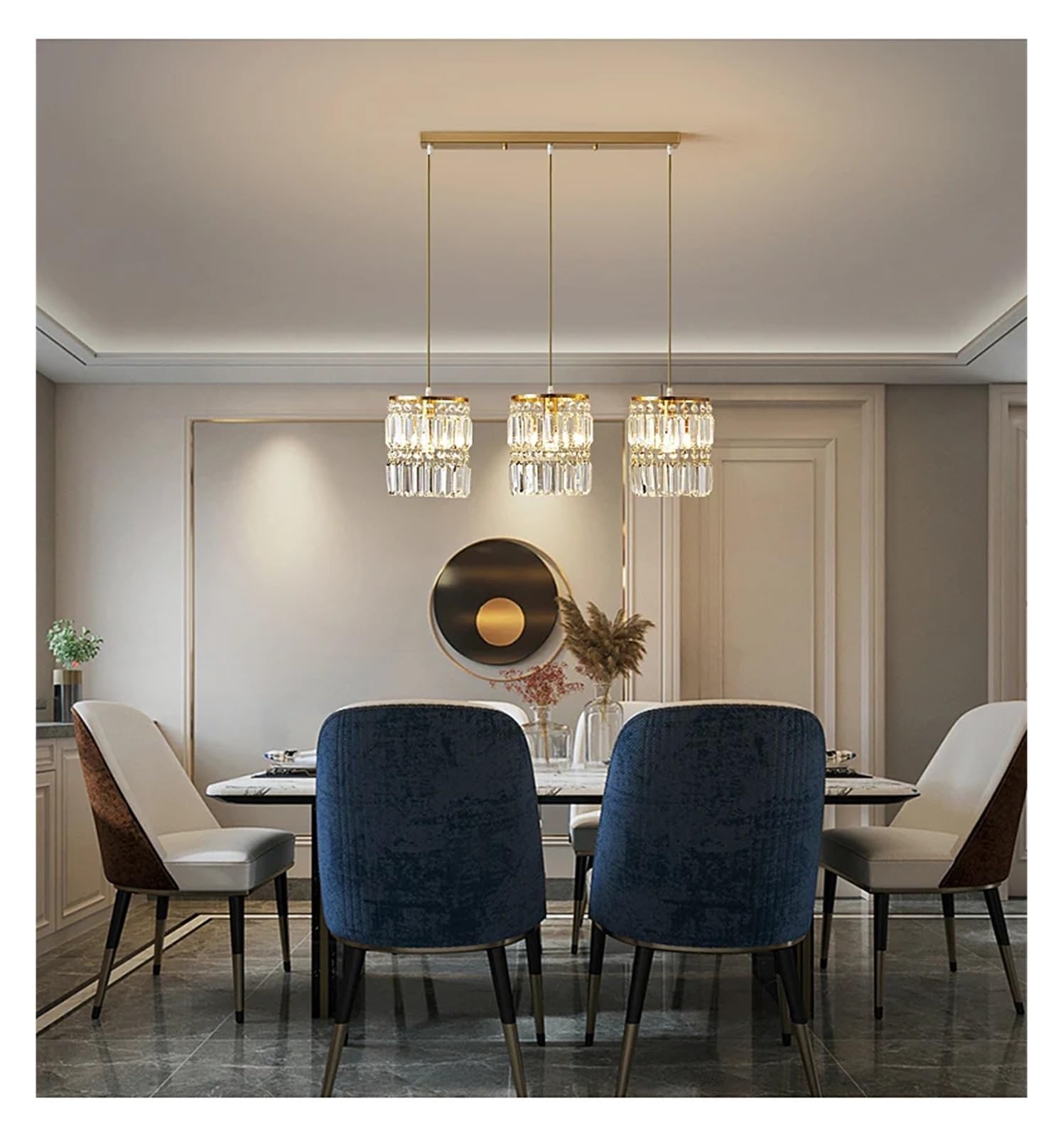 ZTCHSENZT Light Luxury Crystal Copper Small Chandelier Bedroom Bedside Pendant Lighting Simple Entrance Aisle Hanging Line Lamp,Warm light-30cm