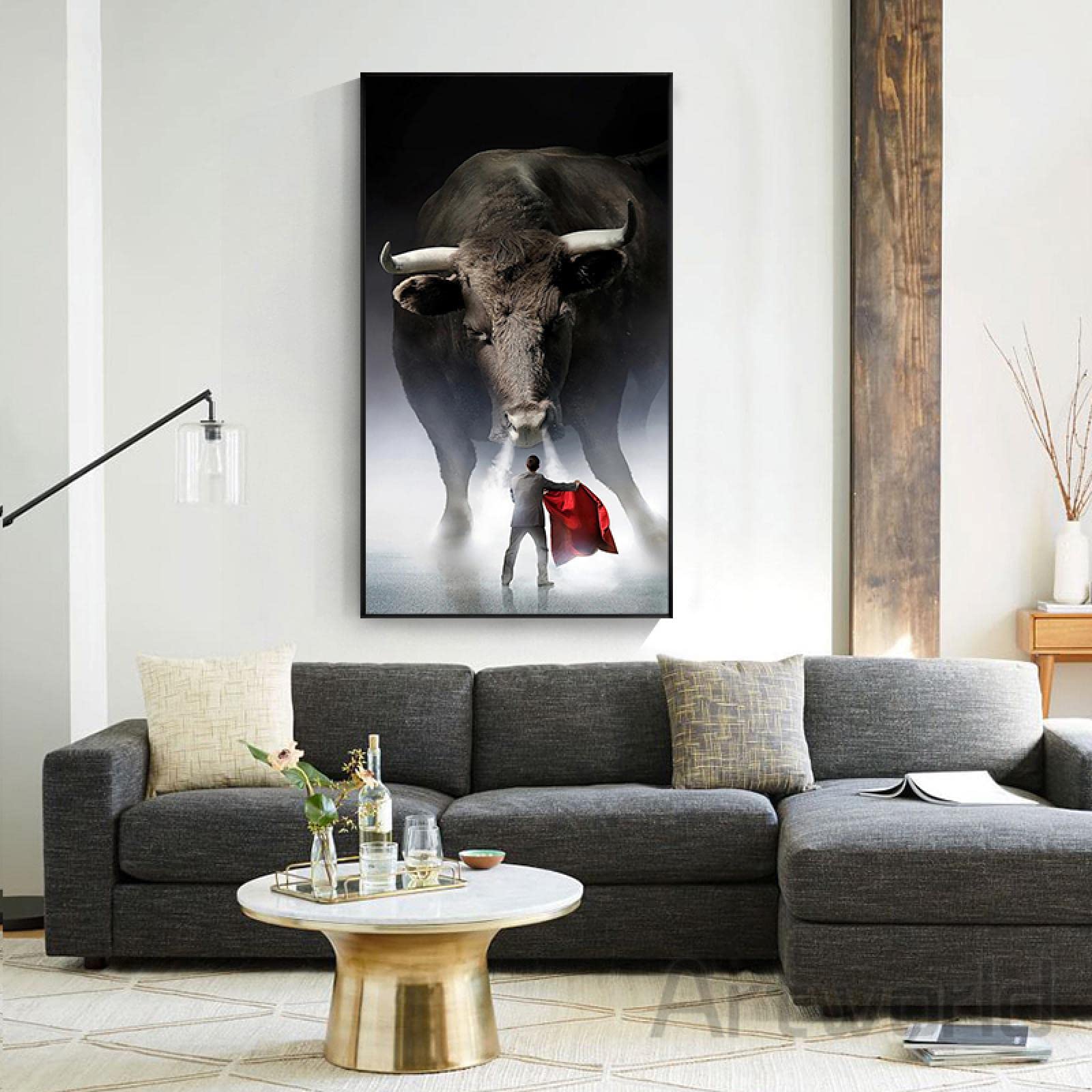 Malarstwo walki byków na płótnie zwierzęta sztuka ścienna plakaty i wydruki nowoczesne obrazy dekoracyjne do salonu dekoracja domu 40 x 80 cm bez ramy