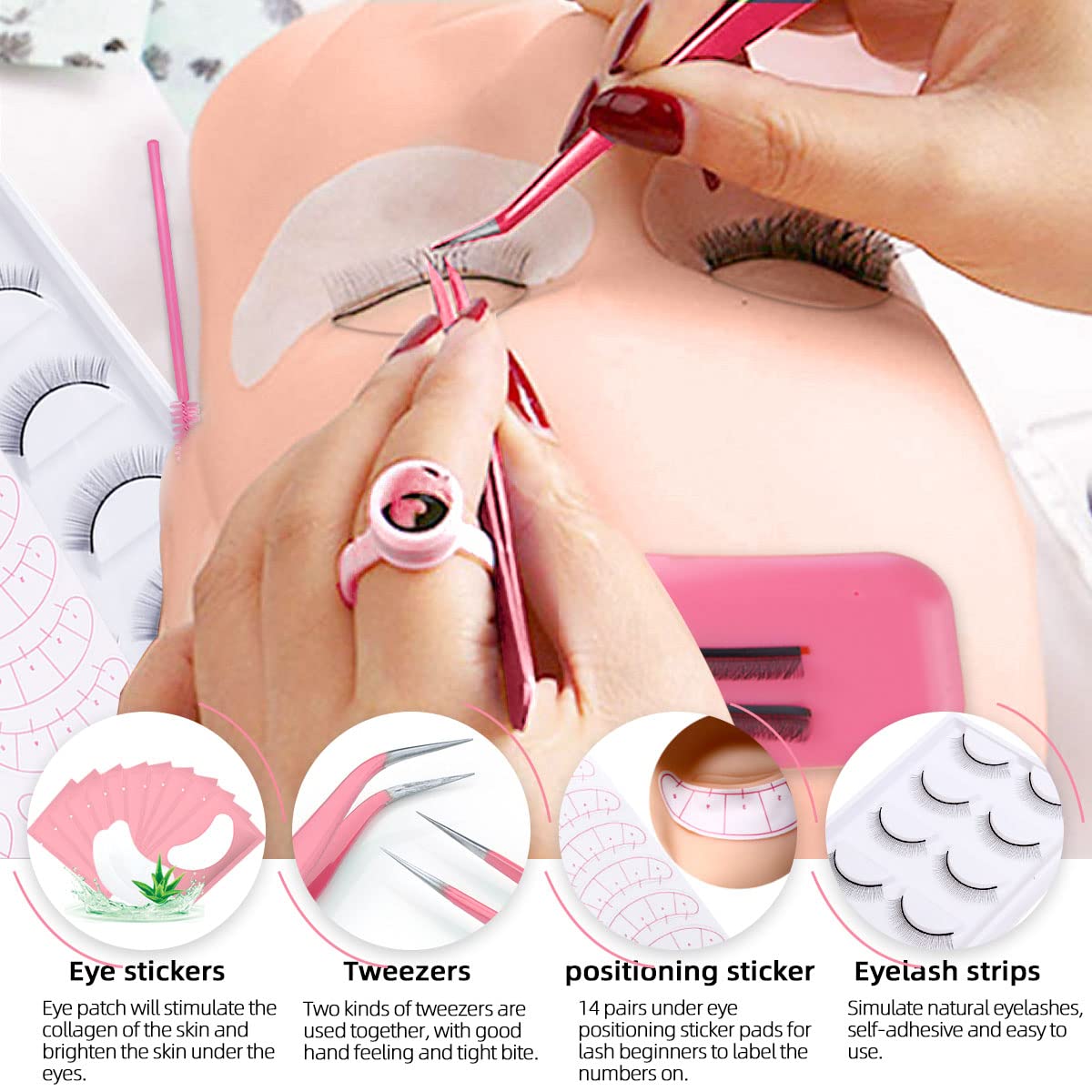 Complete Eyelash Extension Training Kit with Silicone Mannequin Head