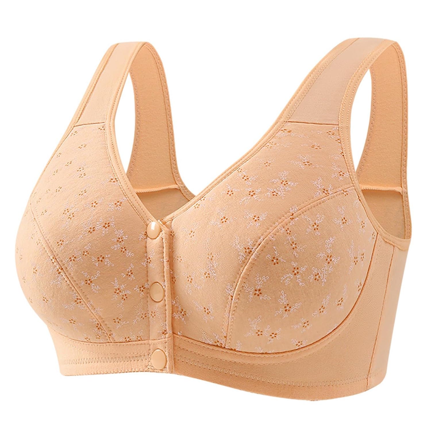 Daisy Bras for Older Women Front Closure No Underwire Full Coverage Everyday Bras Comfort Breathable Cotton Bralette