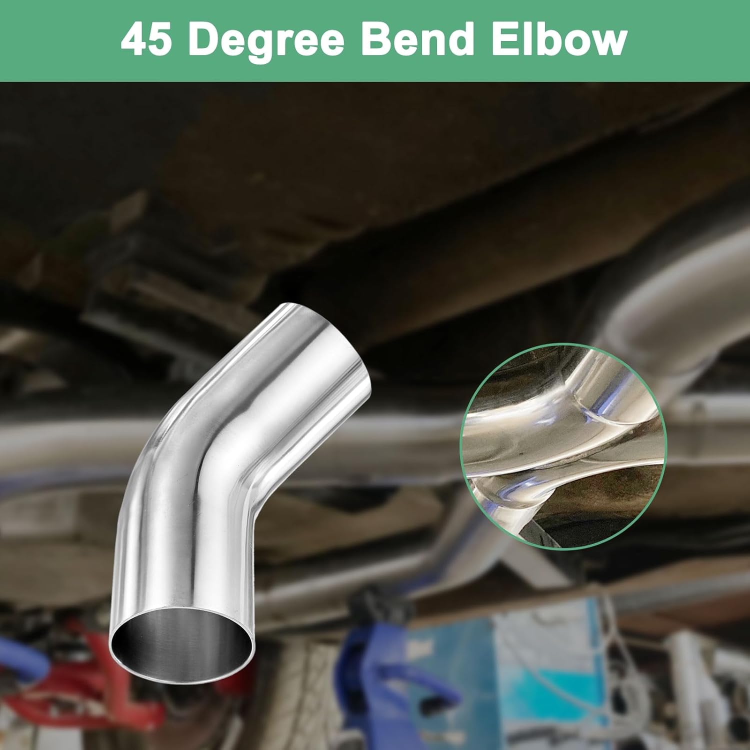 M METERXITY 2-Pack OD 2 Inch 45 Degree Mandrel Bend Elbow, Thicken 1.5 mm 304 Stainless Steel Exhaust Elbow Pipe for Car Modified Exhaust System, Stair Handrail Bend, Height 155 mm