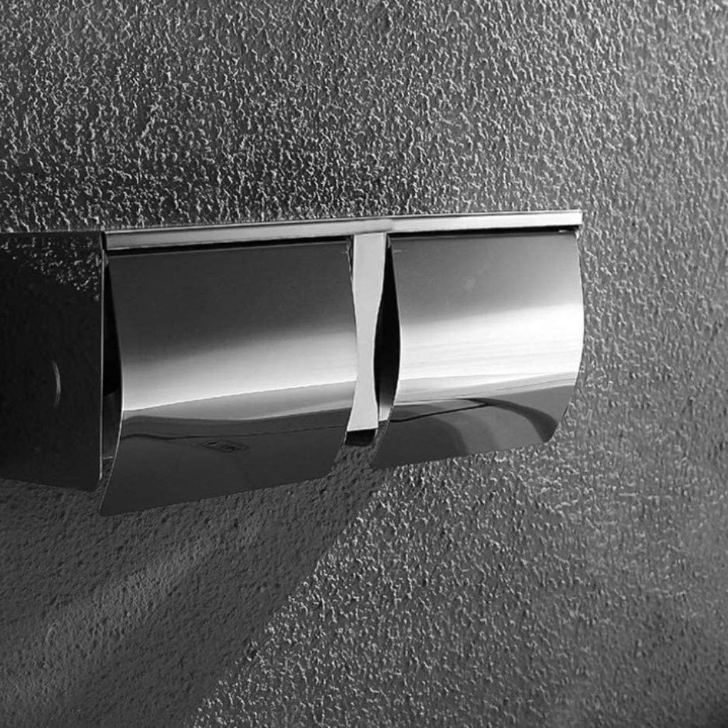 Stały uchwyt na papier toaletowy, Double Toilet Paper Holder Wall Mount Stainless Steel Silver 26.8x10.2x10.2cm