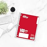 Hilroy 1-Subject Coil Notebook, 8" x 10.5", Wide Ruled, 3-Hole Punched, 140 Pages/70 Sheets, 1 Notebook, Colour May Vary (05553)