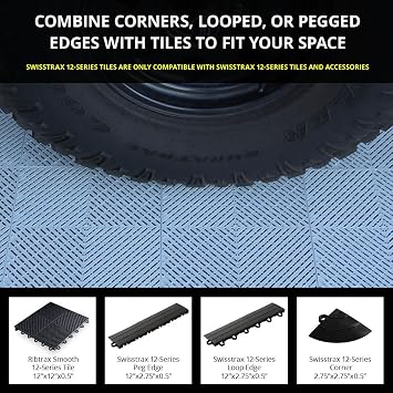 Swisstrax 12 Series Looped Edge for Diamondtrax Interlocking Garage Flooring Tiles, Chocolate Brown, 10 Pack
