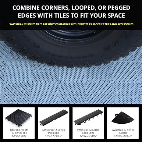 SwissTrax DiamondTrax Home Garage Flooring (Corner 4 Pack, Mocha Java)