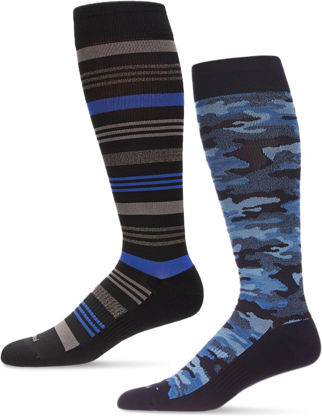 MeMoi Wellfit Women's 2 Pair Pack Cotton Blend 15-20 mmHg Graduated Compression Socks