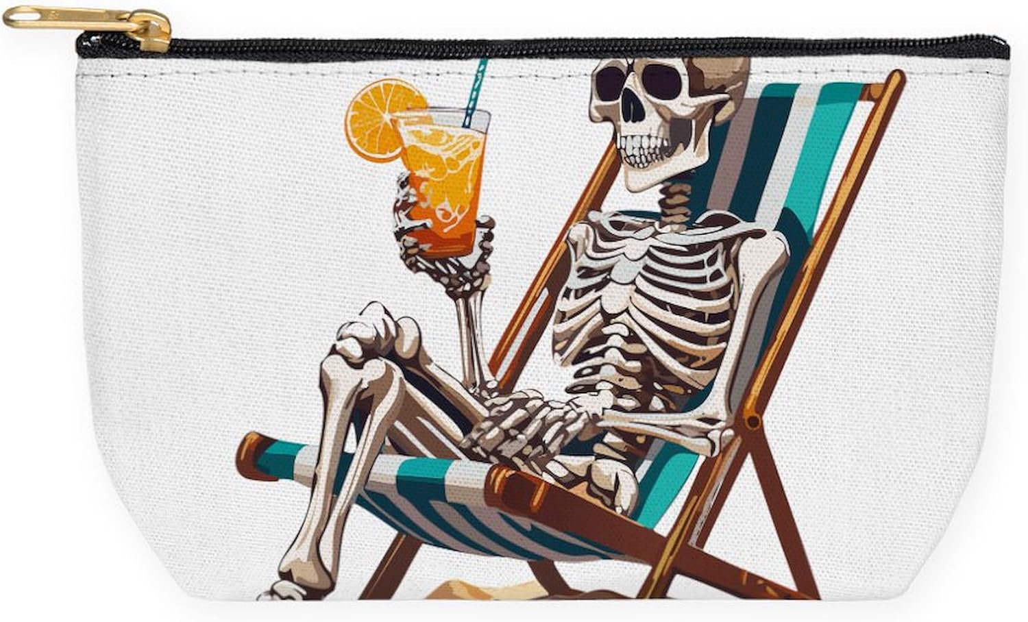 CafePress Tropical Beach Summerween Skeleton 8.5" x 4.5" Zipper Cosmetic Pouch
