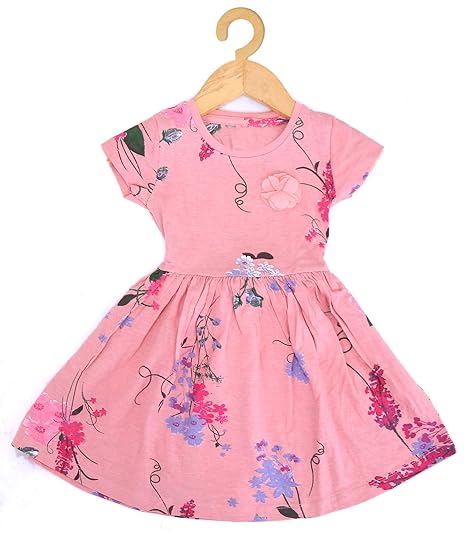 ICABLE Girls Printed Knee Length Frock Pure Cotton Made in India