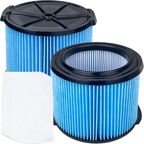 Zibopon VF3500 - Filtros para aspiradora compatibles con aspiradora Ridgid de 3 a 4.5 galones, filtro de polvo fino de 3 capas, paquete de 2