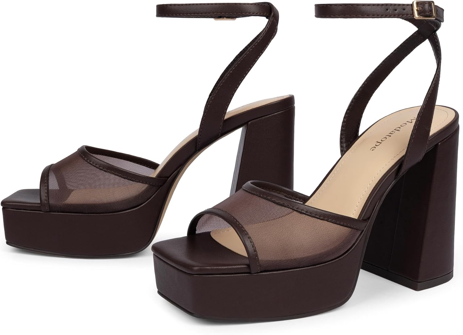 Modatope Platform Heels for Women Platform Sandals Womens Chunky Heel Open Toe Pumps Ankle Strap Womens Wedding Party Pumps Shoes