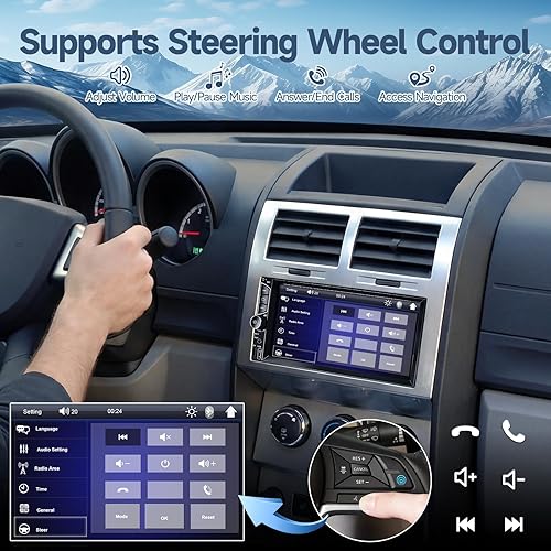 Miniatura 6 de Leadfan Radio estéreo de doble DIN de 7 pulgadas, pantalla táctil con cámara de respaldo, multimedia, soporte de audio para automóvil, enlace