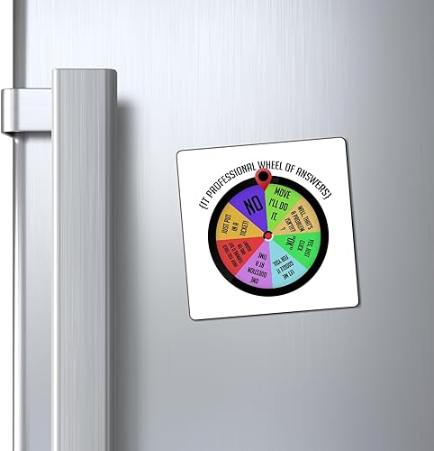 Miniatura 2 de Novedad IT Rueda de Respuestas Profesional Información Tecnológica Hilarante Humorístico Infotech Información informática Imanes 4" × 4"