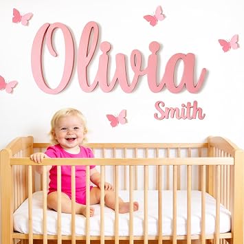 Baosity Personalized Wooden Baby Name Sign for Nursery