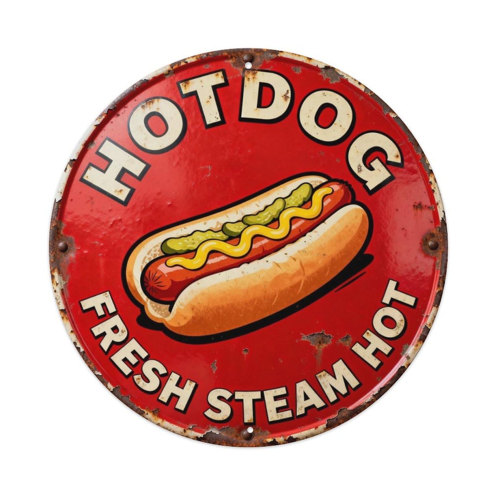 Hotdog Fresh Steam Hot Metal Tin Sign Plaque