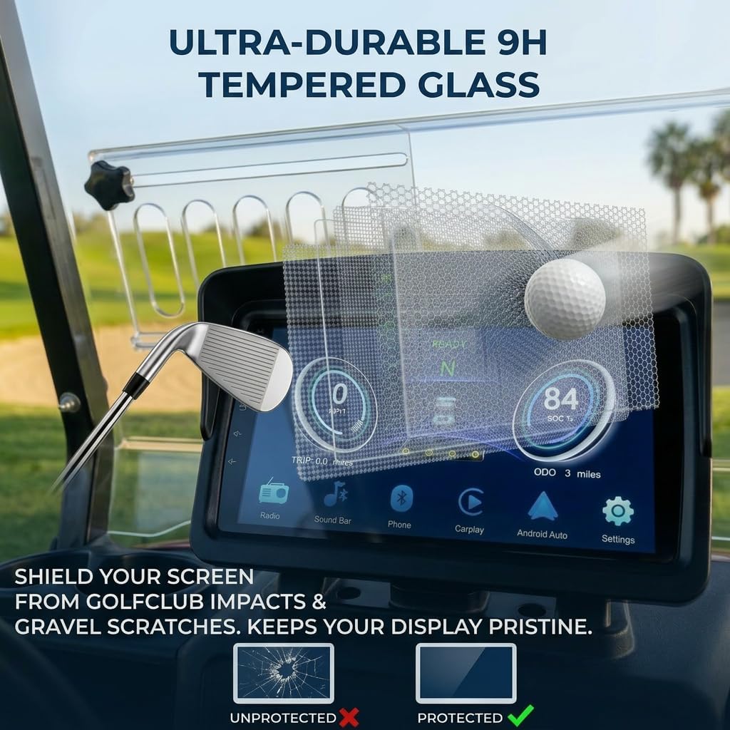2-Pack Screen Protector for Evolution Golf Cart 9 Inch Display - [Combo: 1 Matte Anti-Glare + 1 HD Clear] - Tempered Glass Accessories for D5 Maverick 4 Plus Touchscreen (Combo: HD + Matte (2-Pack), 9 Inch)