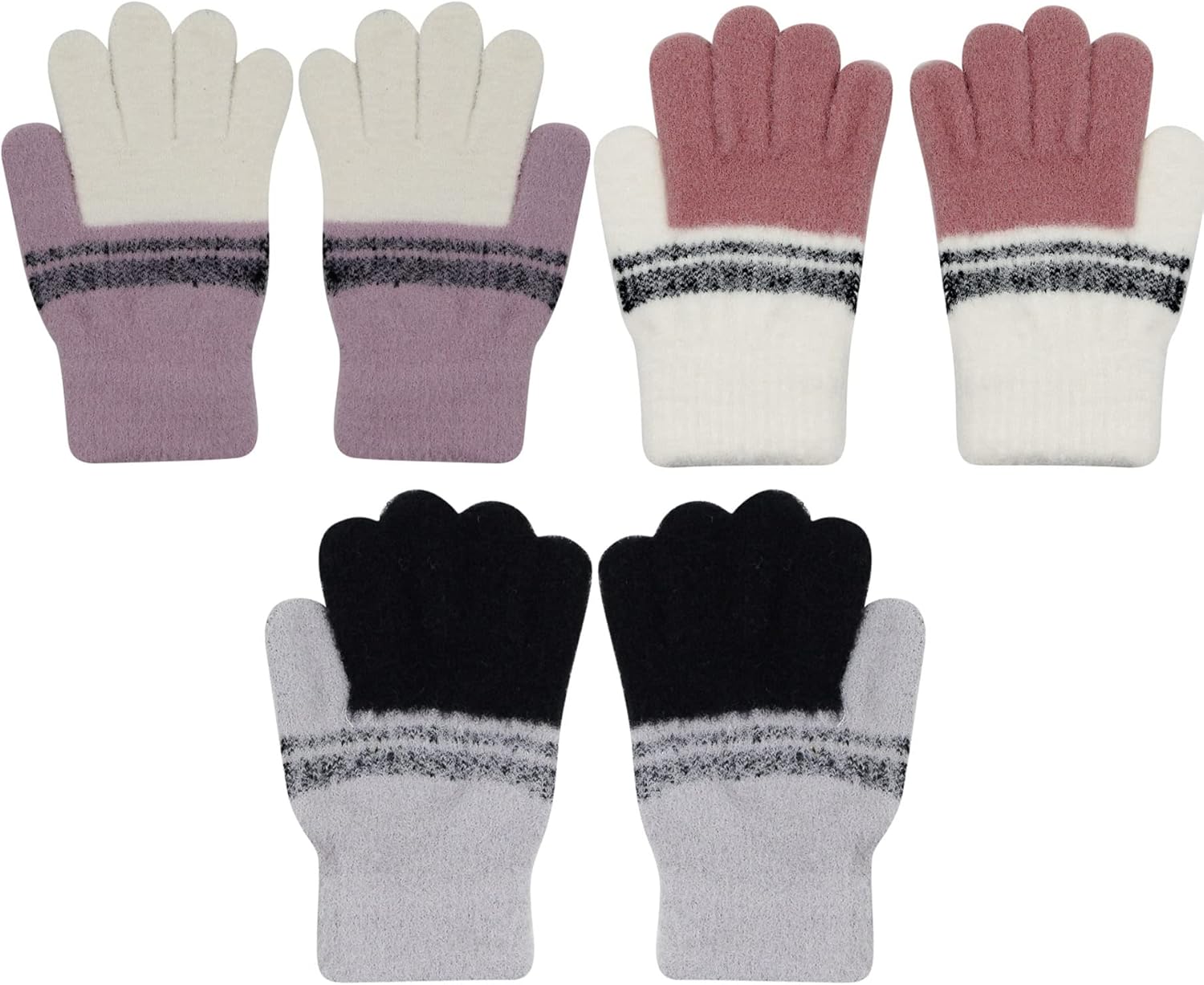 RARITYUS 2 or 3 Pairs Kids Cute Cat Warm Gloves Winter Knitted Mittens for Boys Girls Toddler 0-15 Years old - Image 3