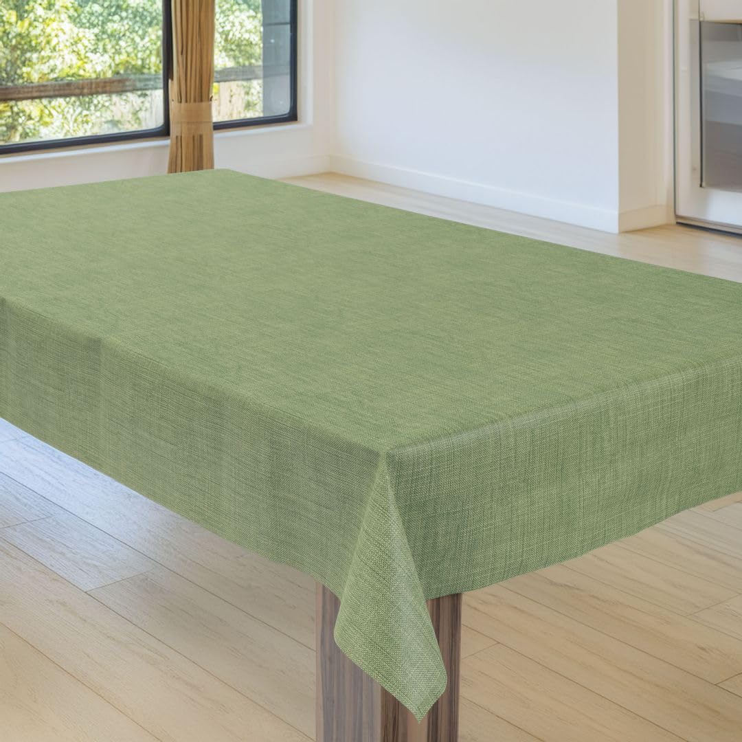 laro Wachstuchtischdecke Uni Leinen Eckig PVC - Abwischbare Tischdecke als Meterware, Wasserabweisende Tischdecke für Küche, Balkon & Garten
