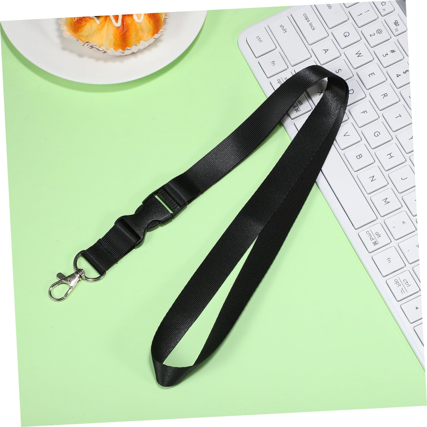 Operitacx 50pièces Lanières Nylon Pour Badges Identité Cordon De Cou Pratique Et Porte-cartes Pour Bureau École Hôpital Et Activités Plein Air Couleur Noire