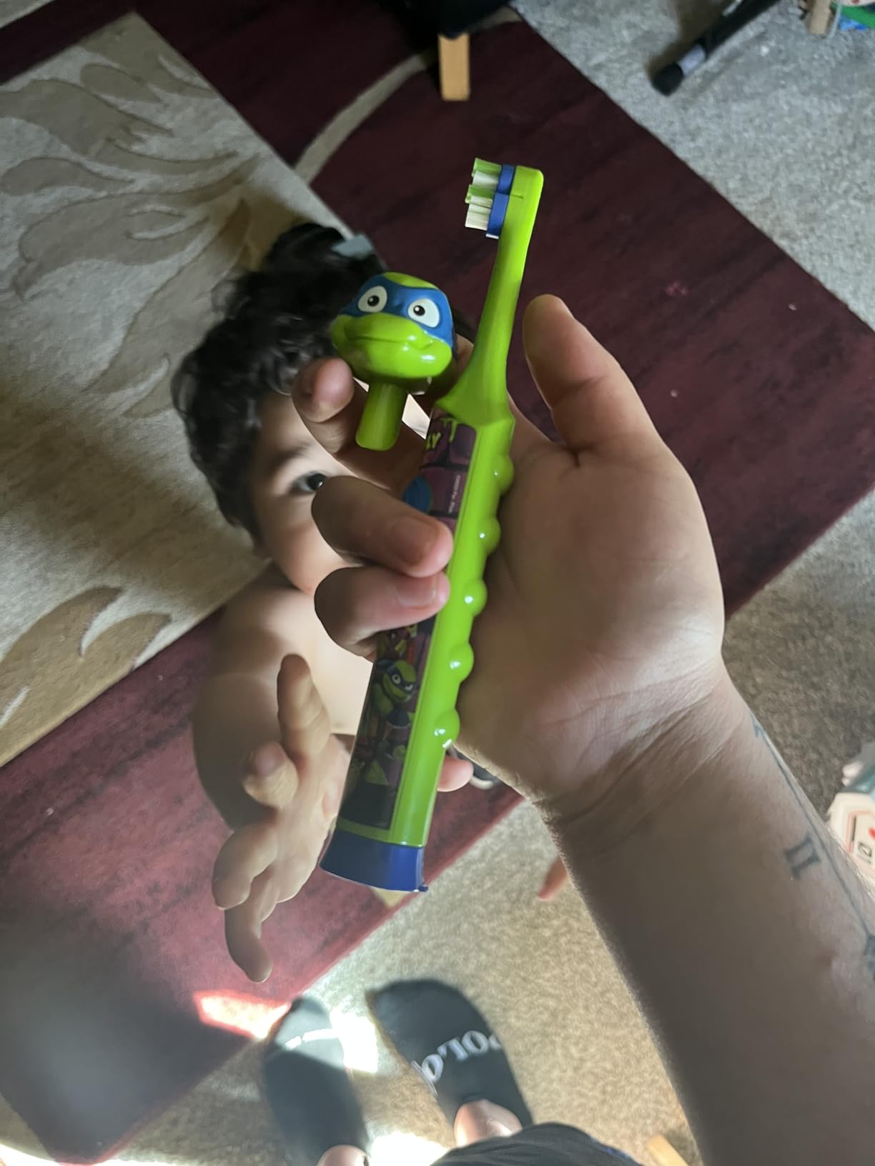 Firefly Clean N' Protect Teenage Mutant Ninja Turtles Power Toothbrush with 3D Character Cover, Soft Bristles, Battery Included, Ages 3+, 1+1