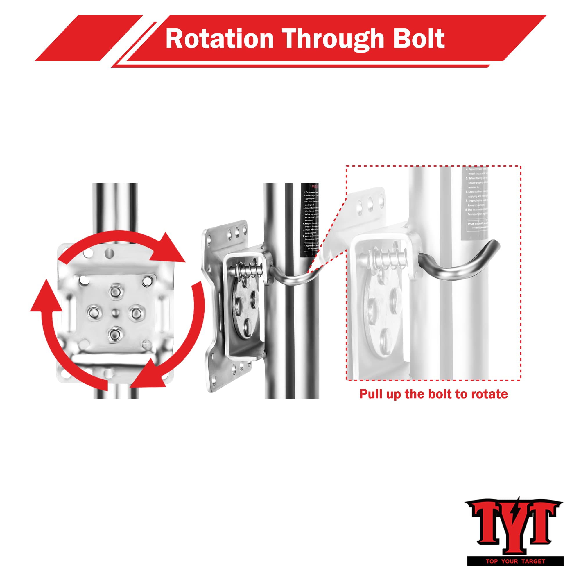 TYT 2000lbs Swivel Trailer Jack, Heavy Duty Boat Trailer Jack with 6-Inch Dual Wheels, 12 inches Lift, RV Trailer Jack is in Zinc-Plated Finish,for Boat,RV,Trailer,Camper and More