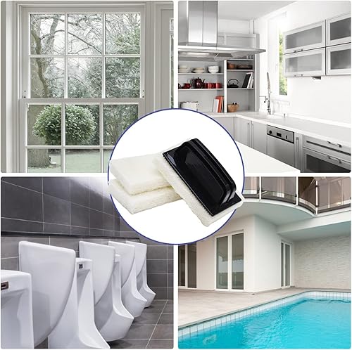 Miniatura 6 de Juego de fregadores con asa, almohadillas de baño antiarañazos, esponja de limpieza reutilizable para azulejos de ducha, bañera, fregadero, bañera
