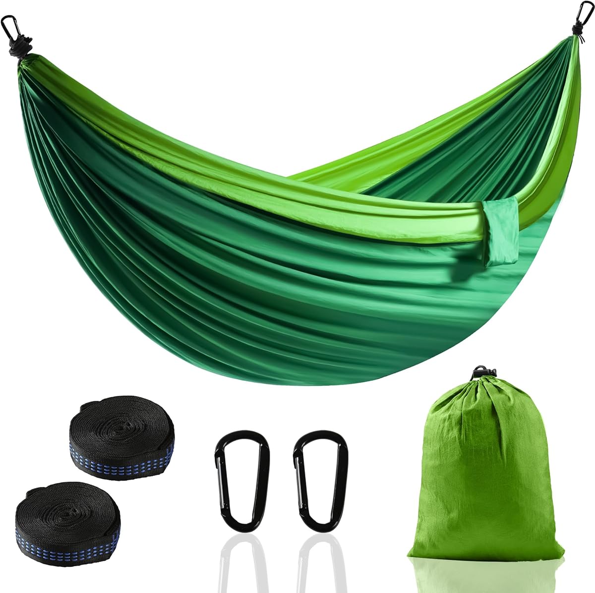 Amaca da campeggio per esterni, super leggera, portatile, con due cinghie per albero, in nylon singolo, albero da viaggio (verde scuro, 280 x 140 cm)