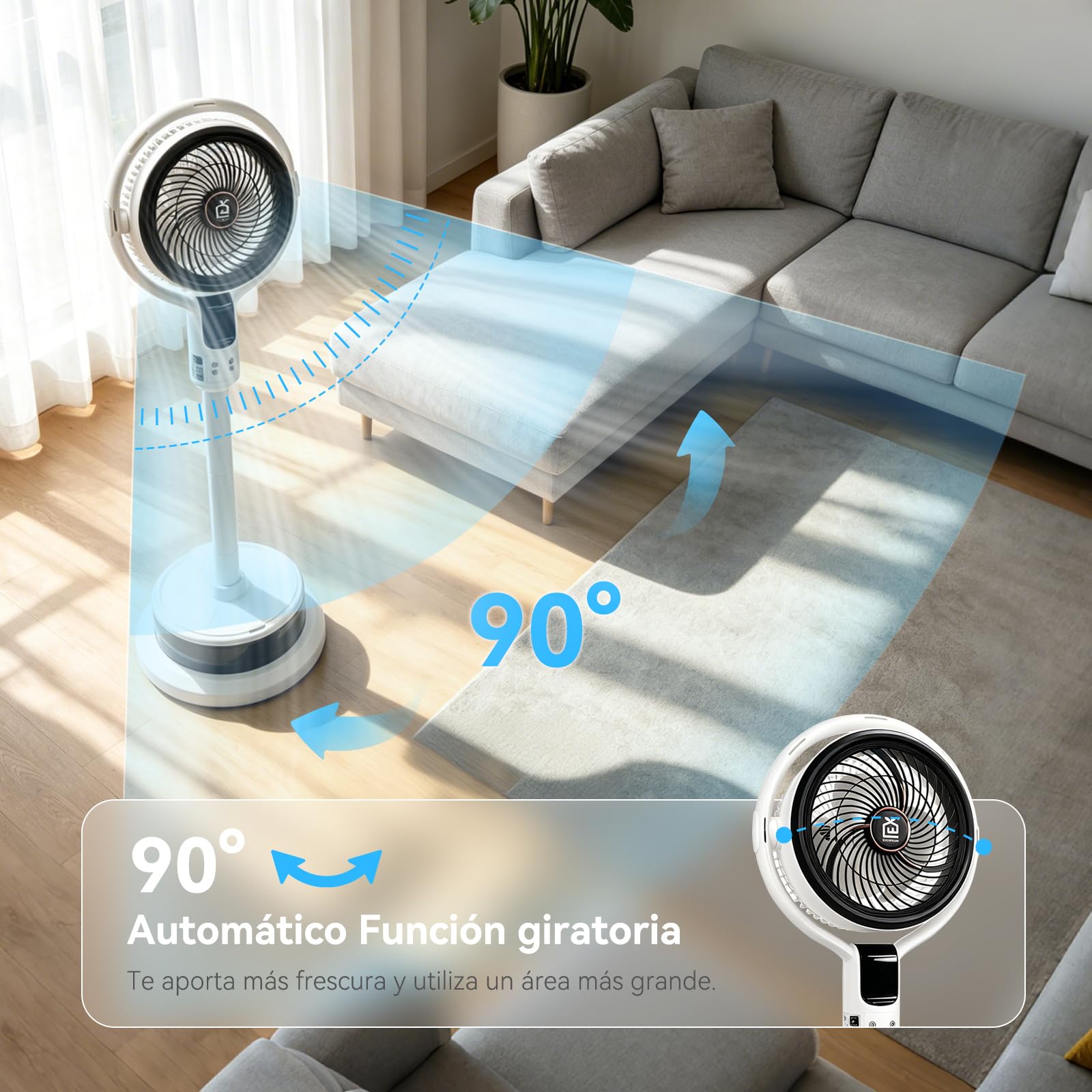 Ventiladores de Pie con Agua con Control Remoto , 1.6 L Watertank, 9H Ventilador de pie, 8 Velocidades , Temporizador y oscilación de 90° , Look ventilador para Hogar, Dormitorio, Oficina, Terraza