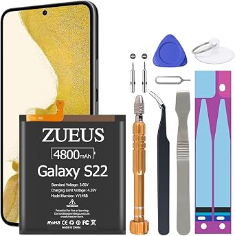 Galaxy S22 Battery ZURUN 4800mAh Li-Polymer Battery EB-BS901ABY Replacement for Galaxy S22 Ultra 5G SM-S901 SM-S901U with Screwdriver Tool Kit | S22 Battery Replacement Kit