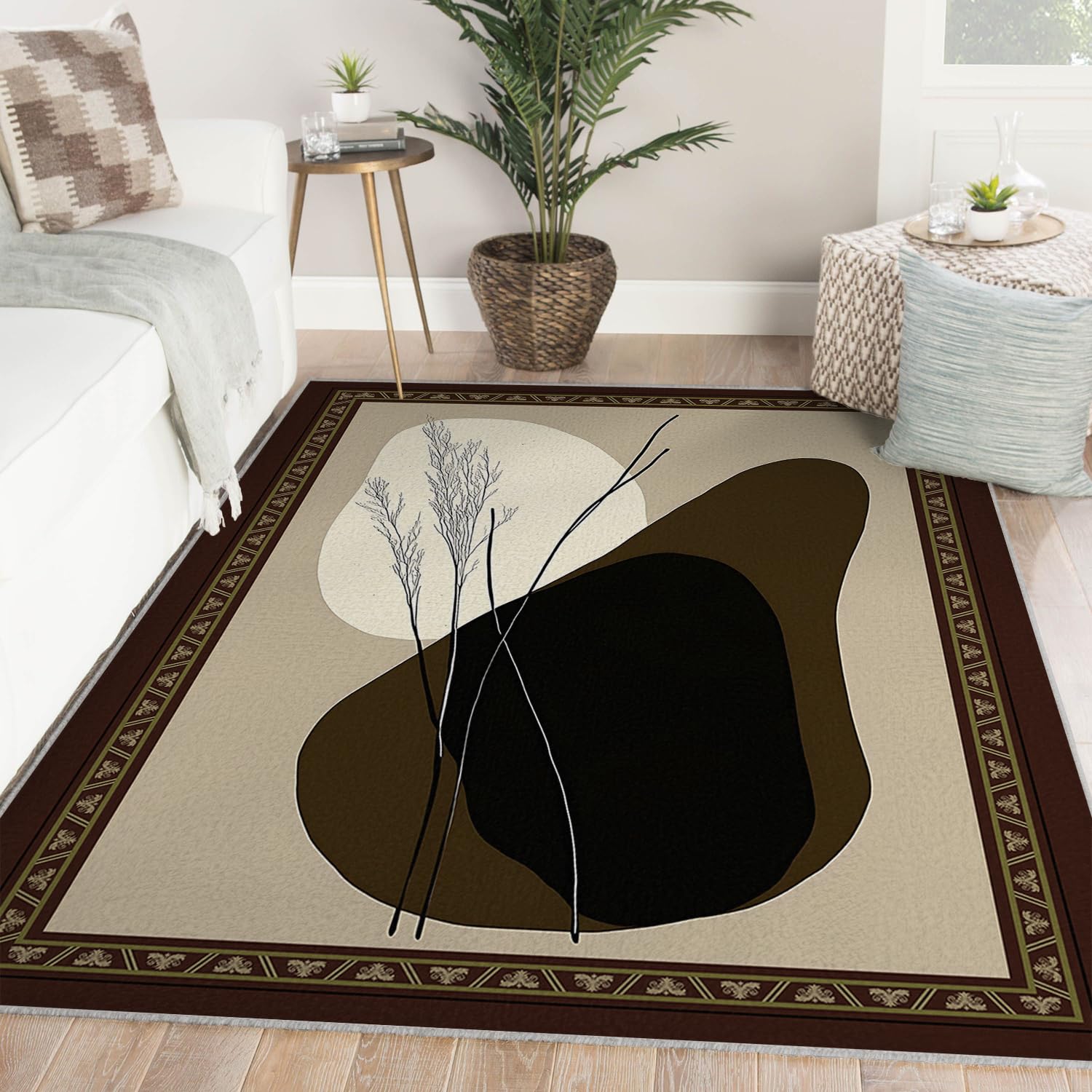 Tapis de salon géométrique et carpette douce pour une décoration minimaliste